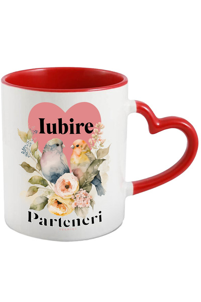 StoryGift Romania Cana Doua Pasari Parteneri Pe Viata, 330ml, Ceramica Cu Man...