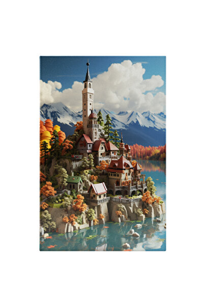 StoryGift Romania Tablou Canvas: Priveliste Biserica Inalta Pe Stanca Lac In ...