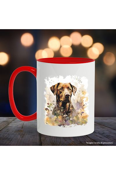 StoryGift Romania Mug With Puppy, Flowers, Leaves, Plain, Autumn, Animal, Multicolor 330 ml, Ceramic, With ,STG