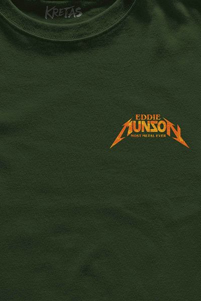 Kretas Μπλουζάκι Unisex Χακί Eddie Munson Hell Fire Club Hellfire Tour Μίνιμαλ μπλουζάκι με στάμπα μπροστά
