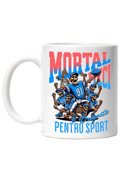 StoryGift Romania Cana Meci Mortal Echipa De Rugby Sport Dragoste Activ, 330ml, Ceramic Cu Maner A, Cu ,stg