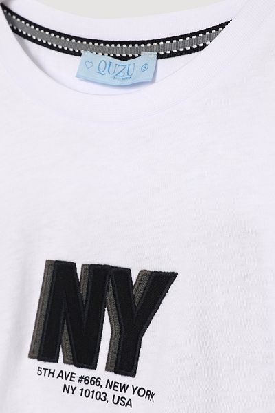 Quzu Tricou cu mânecă scurtă cu imprimeu text alb