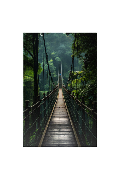 StoryGift Romania Tablou Canvas: Pod De Lemn Deasupra Junglei- Drum Și Natură...