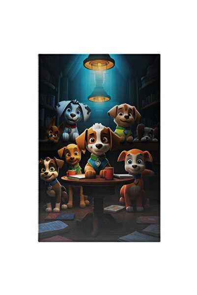 StoryGift Romania Tablou Canvas: Căței Animați La Bibliotecă- Desene Pentru C...