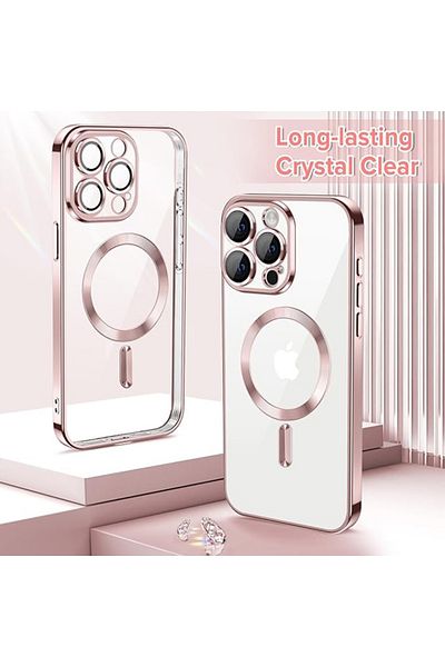 SKYDDAR INNOVATION Husă pentru iPhone 15 Pro Max, Luxury Shield Magsafe, protecție antișoc, roz, set de autocolante