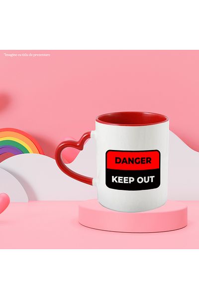 StoryGift Romania Mug With Message In English Danger Keep Out, Danger, Sign, Multicolor 330 ml, Wax, With ,STG