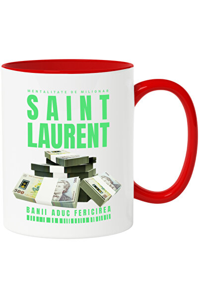 StoryGift Romania Cana __ - Banii Aduc Fericirea, 330ml, Ceramic Cu Maner Ros...