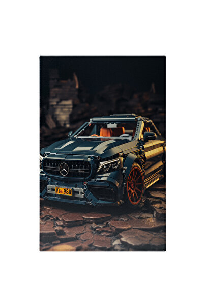 StoryGift Romania Tablou Canvas: Mercedes Masina Lego Cu Roti Portocalii Si I...