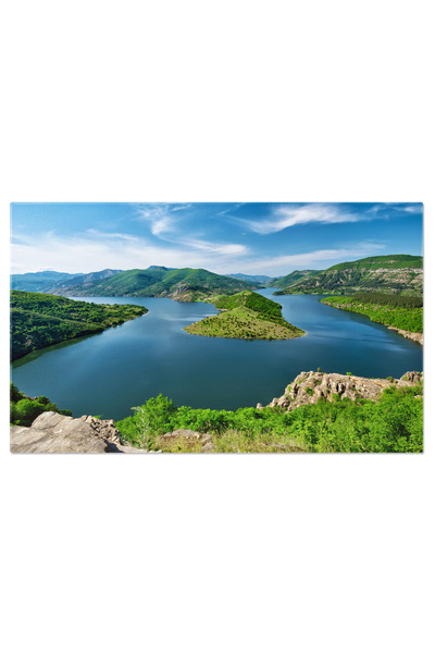 StoryGift Romania Tablou Canvas - O Vara Linistita: Lac Si Munti Verzi Intr-o...