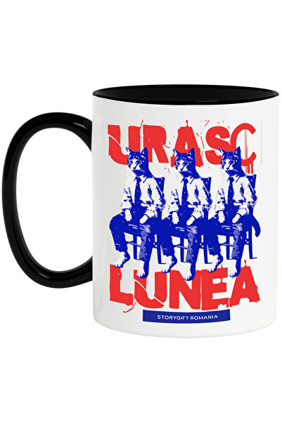 StoryGift Romania Cana Trei Pisici In Costum Text Urasc Lunea, 330ml, Ceramic...