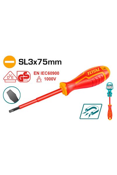 TOTAL Sl3x75mm Insulated Screwdriver