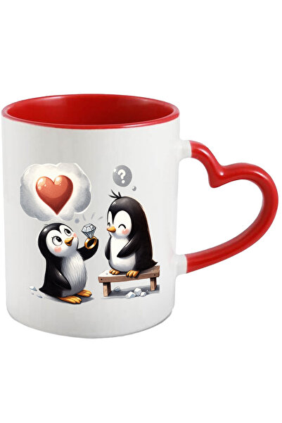 StoryGift Romania Cana Cu 2 Pinguini Veseli | Ilustratie | Inel Din Aur Cu Diamant | Polul Nord | , Cu ,stg