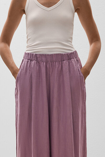 Oysho 100% linen wide-leg trousers