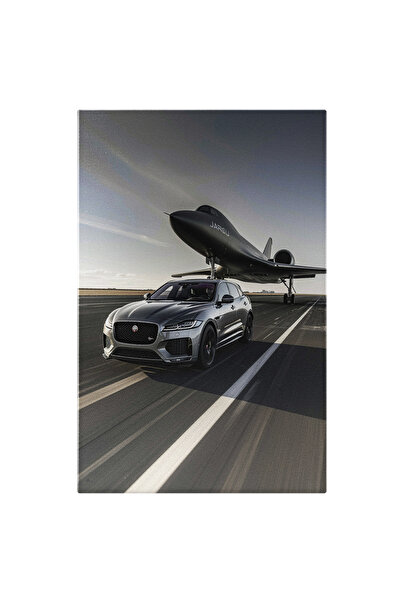 StoryGift Romania Tablou Canvas Luxury Life, Masina Gri Pe Pista De Avioane C...