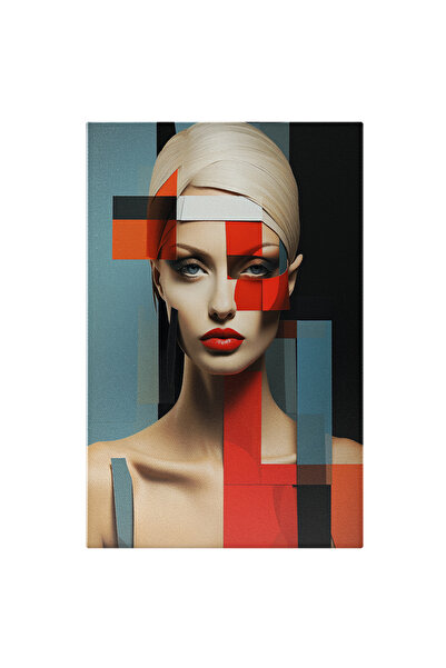 StoryGift Romania Tablou Canvas: Femeie Draguta Cu Structuri Abstracte - Figu...