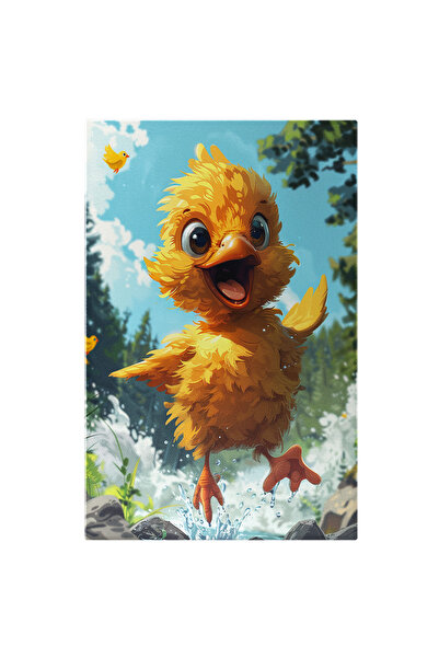 StoryGift Romania Tablou Canvas: Pui Galben Fericit În Râu- Desen Animat Și P...