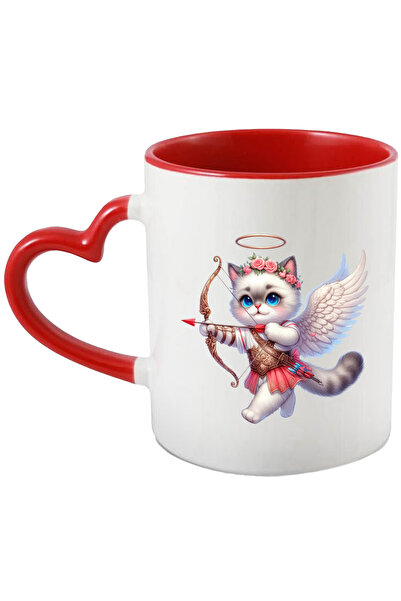 StoryGift Romania Cana Cu O Pisicuta Cupidon, Ilustratie, Coronita Din Flori,...