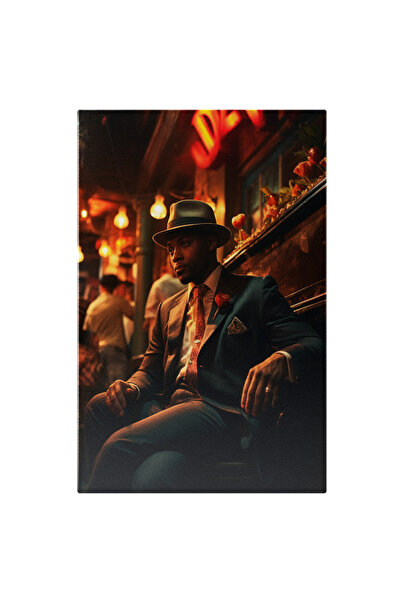 StoryGift Romania Tablou Canvas: Bărbat La Costum Într-un Bar- Modă Veche Pictura Digitala