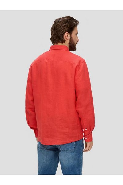 s.Oliver Men's Linen Shirt With Long Sleeves And Regular Fit, Coral, L