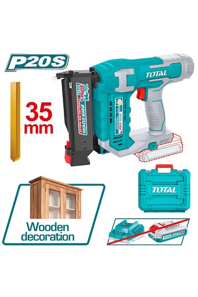 TOTAL 20v 35mm battery nail gun, plastic bag, without battery and charger