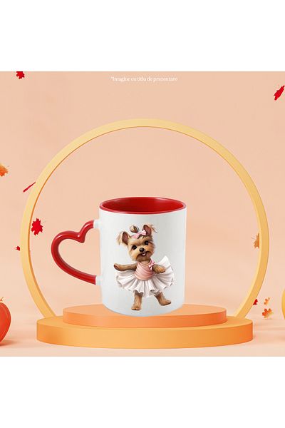 StoryGift Romania Mug with Yorkshire Terrier, dog, pet, illustration, dress, dancing, With ,STG