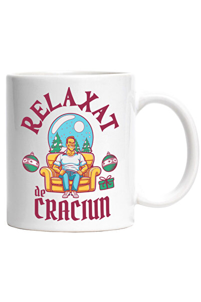 StoryGift Romania Cana Relaxat De Craciun Fotoliu Barbat, 330ml, Ceramic Cu M...