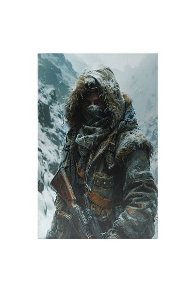 StoryGift Romania Tablou Canvas: Nomadul Pușcaș Și Pericolele Din Munți Portretul Bărbatului Adaptat La Iarnă Pic