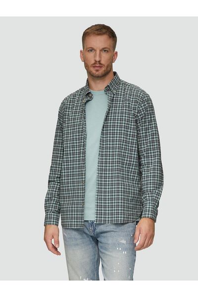 s.Oliver Men's Shirt With Checkered Print, Regular Fit, Green, 2xl