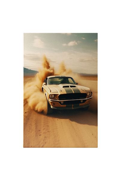 StoryGift Romania Tablou Canvas: Masina Dodge Pe Teren - Mult Praf Viteza Pictura Digitala