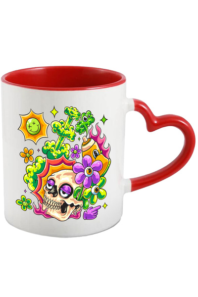 StoryGift Romania Cana Cu Craniu, Flori, Ochi, Flacari, Multicolor 330 Ml, Ce...