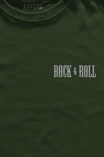 Kretas Μπλουζάκι Unisex Χακί Μπλουζάκι Rock'n Roll Music Sign Minimal μπλουζάκι με στάμπα μπροστά