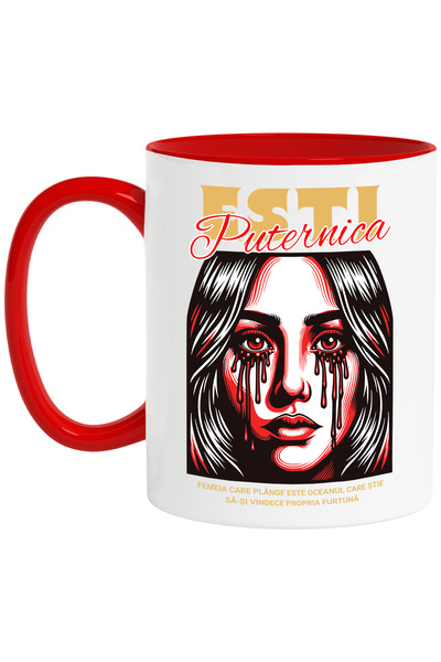 StoryGift Romania Cana Esti Puternica - Femeie Plangand, 330ml, Ceramic Cu Ma...