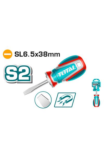 TOTAL Rubber handle screwdriver, first class, Sl6.5x38mm, regular