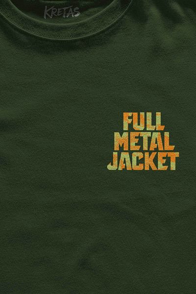 Kretas Unisex Khaki T-Shirt Kubrick Full Metal Jacket 1995 Orange Minimal Front Printed T-Shirt