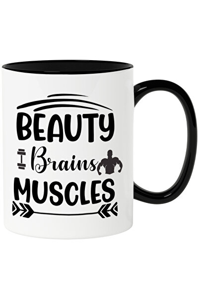 StoryGift Romania Cana Cu Textul "beauty, Brains, Muscles" - Frumusete Creier...