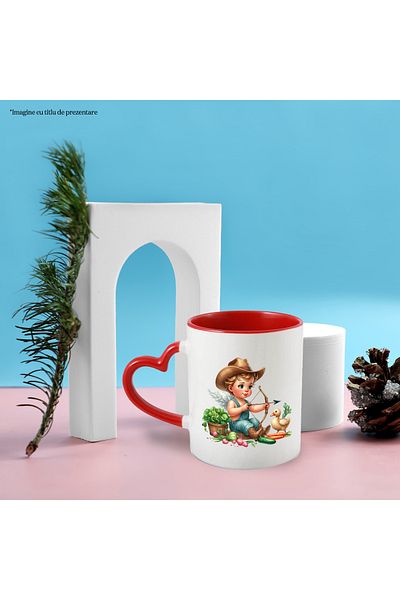StoryGift Romania Mug with a baby with wings | cowboy hat | illustration | duckling | draw c, With ,STG .