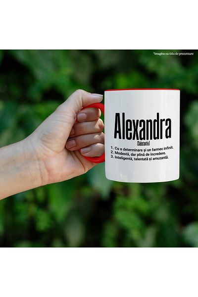 StoryGift Romania Mug With Name Alexandra, and Motivational Message, Determination, Modest, Intelligent, With, STG