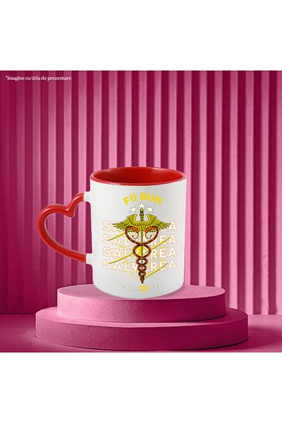StoryGift Romania Mug save medicine be good, medical, doctor, 330ml, Ceramic with Heart Handle, With, STG.