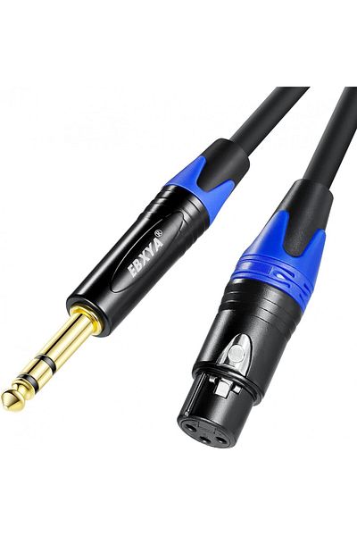 Ebaya Cablu XLR mamă la jack 6,35 mm/1/4 inch, cupru/PVC, negru/albastru/auriu, 3 m