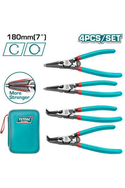 TOTAL 7" 4pcs/set Pliers Set with Cloth Bag