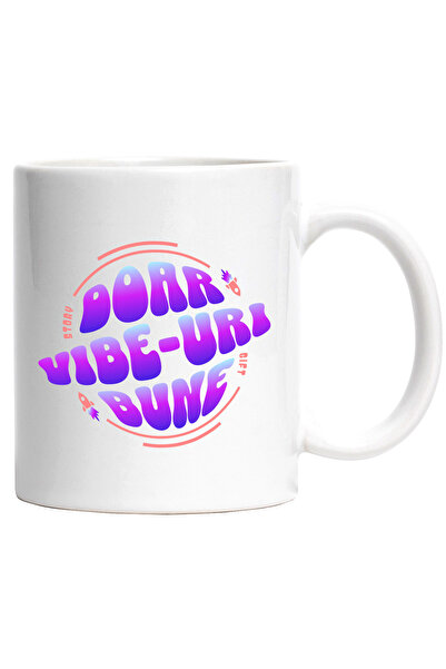 StoryGift Romania Cana Cu Text Stil Sfera Rachete Mesaj Limba Romana Doar Vibe-uri Bune, Ceramica,, Cu ,stg