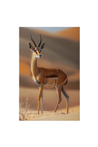 StoryGift Romania Tablou Canvas: Alpaca Pe Nisipurile Nesigure Ale Deșertului Plin De Prădători Înfometați Pictur