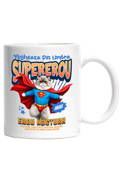 StoryGift Romania Cana Cu Persan / Persian Pisica In Costum De Superman Cu Pelerina, Erou Nocturn,, Cu ,stg