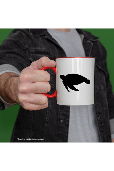StoryGift Romania Mug with a turtle with a red handle, with a red handle STG, STG, STG