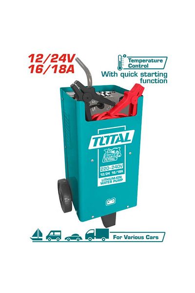 TOTAL شاحن بطارية 12/24v 16/18a