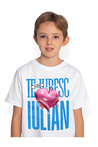 StoryGift Romania Tricou Copii Baieti Te Iubesc Iulian, Dragoste, Inima, Iubi...