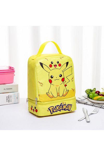 Takara Tomy Pikachu-b Pikachu Insulated Lunch Bag, Portable Lunch Box Storage Bag, Foldable Insulated Cooler Han