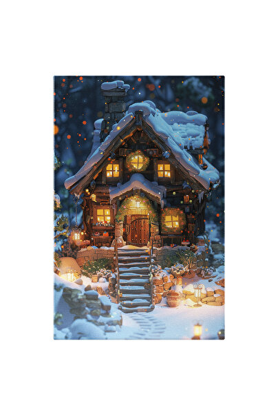 StoryGift Romania Tablou Canvas: Macheta Casuta Simpla Decorata De Craciun Cu...