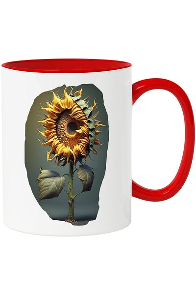 StoryGift Romania Sunflower Mug, Dark Leaves, Nature, Plants, Lovers, With