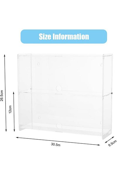 Generic صندوق عرض أكريليك شفاف مكون من طبقتين لحامل المجموعات 30.5 × 9.5 × 26.5 سم